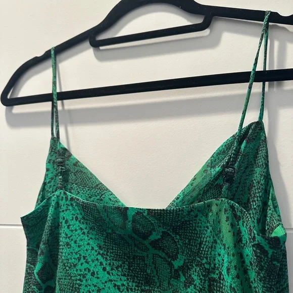 NBD Revolve Maisie Green Snakeskin Cowl Neck Mini Dress | Size S - Picture 11 of 14